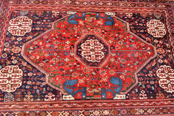 Qashqai Iran Blue Horse Head Shirazi Rug