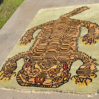 Nepal Green - Orange Tiger Rug