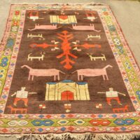 Turkish Pink Horses pictorial rug